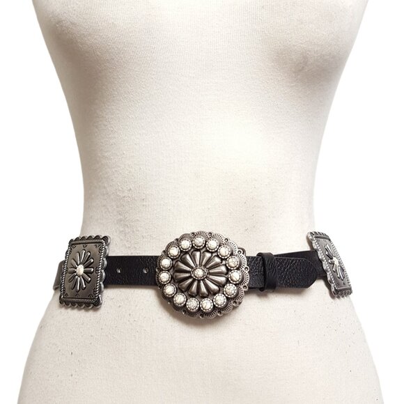 Western Concho Belt in man-made, vegan, animal friendly, cruelty free leatherett